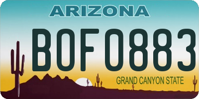 AZ license plate BOF0883