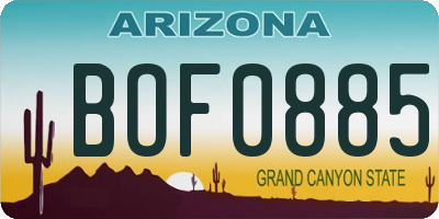AZ license plate BOF0885