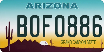AZ license plate BOF0886