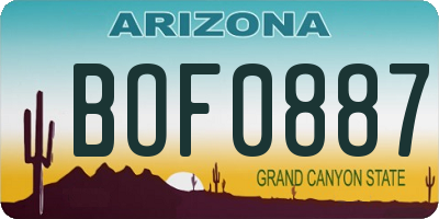 AZ license plate BOF0887