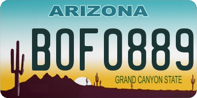 AZ license plate BOF0889