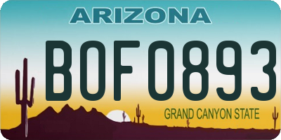 AZ license plate BOF0893