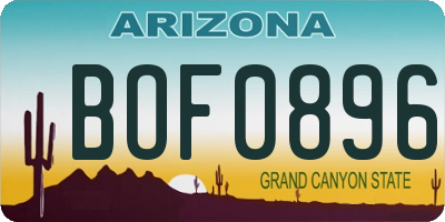 AZ license plate BOF0896