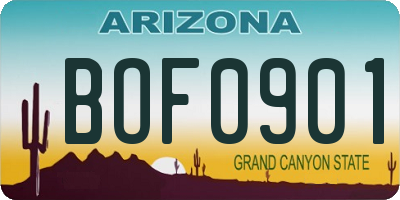 AZ license plate BOF0901