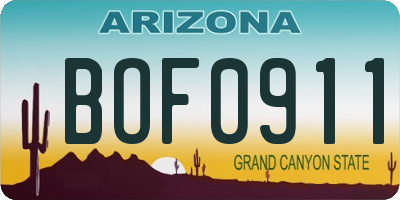 AZ license plate BOF0911