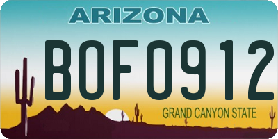 AZ license plate BOF0912