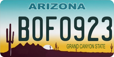 AZ license plate BOF0923