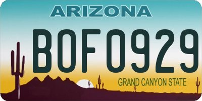AZ license plate BOF0929