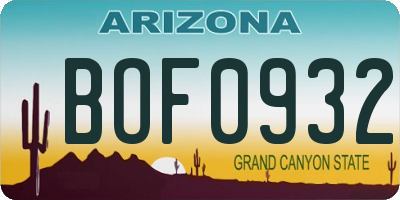 AZ license plate BOF0932