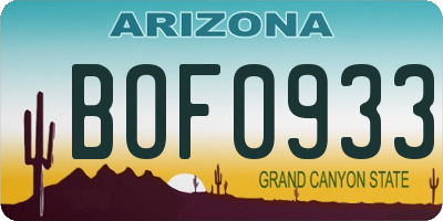 AZ license plate BOF0933