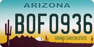 AZ license plate BOF0936