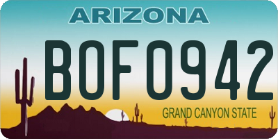 AZ license plate BOF0942