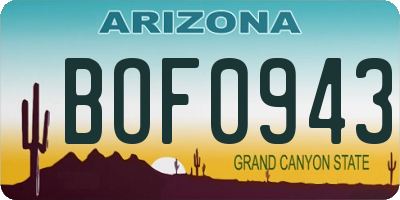AZ license plate BOF0943