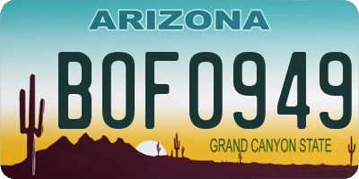 AZ license plate BOF0949