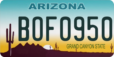 AZ license plate BOF0950
