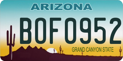 AZ license plate BOF0952