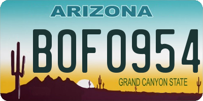 AZ license plate BOF0954