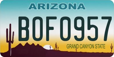 AZ license plate BOF0957