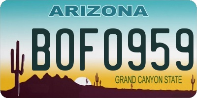 AZ license plate BOF0959