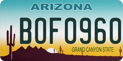 AZ license plate BOF0960