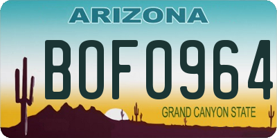 AZ license plate BOF0964