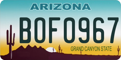 AZ license plate BOF0967