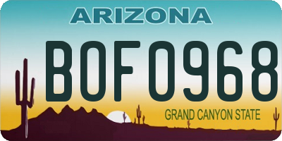 AZ license plate BOF0968