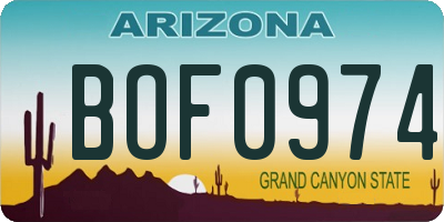 AZ license plate BOF0974