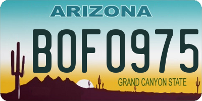 AZ license plate BOF0975