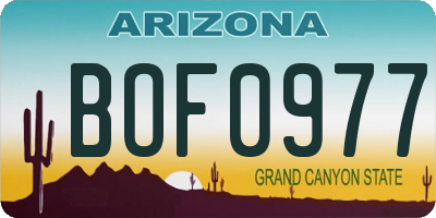 AZ license plate BOF0977