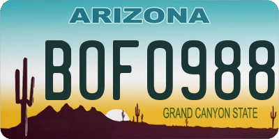 AZ license plate BOF0988