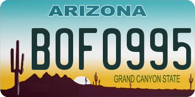 AZ license plate BOF0995