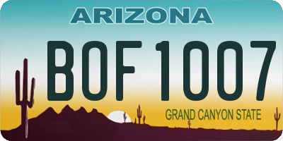 AZ license plate BOF1007