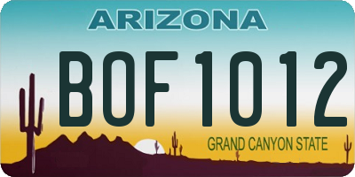 AZ license plate BOF1012
