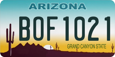 AZ license plate BOF1021