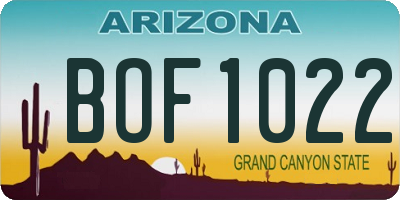 AZ license plate BOF1022