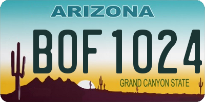 AZ license plate BOF1024