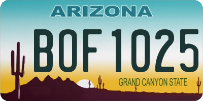 AZ license plate BOF1025