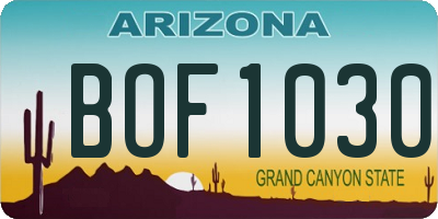 AZ license plate BOF1030
