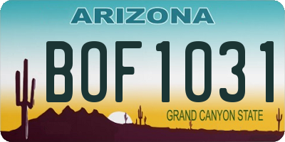 AZ license plate BOF1031