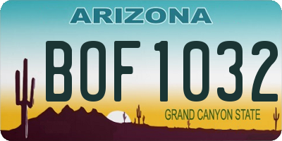 AZ license plate BOF1032