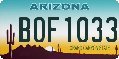 AZ license plate BOF1033