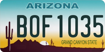 AZ license plate BOF1035