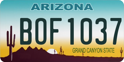 AZ license plate BOF1037