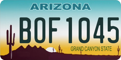 AZ license plate BOF1045