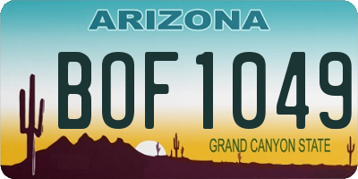 AZ license plate BOF1049