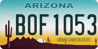 AZ license plate BOF1053