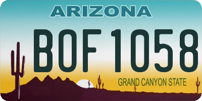AZ license plate BOF1058