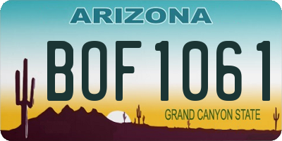 AZ license plate BOF1061