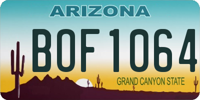 AZ license plate BOF1064